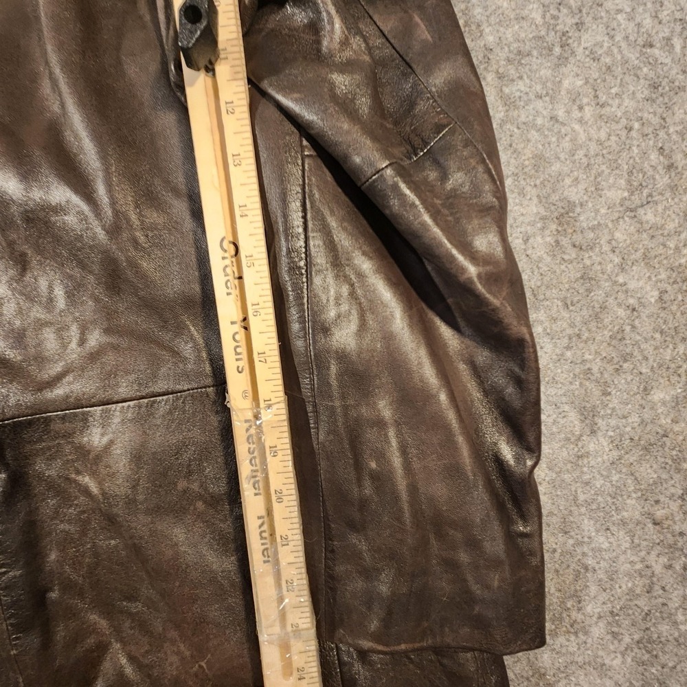Vintage Hugo Boss Leather Jacket Mens 44R Brown Lambskin Blazer Coat Y2K 90's - Picture 11 of 13